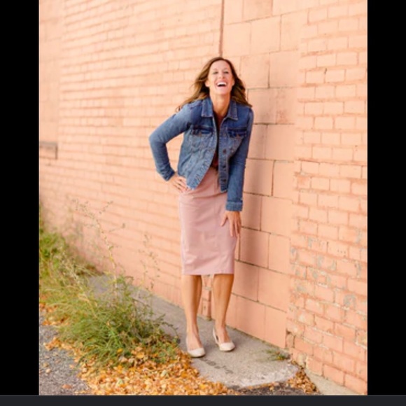 INHERIT CLOTHING CO. | Remi Mauve Denim Stretch Skirt Sz 10 - Picture 4 of 9